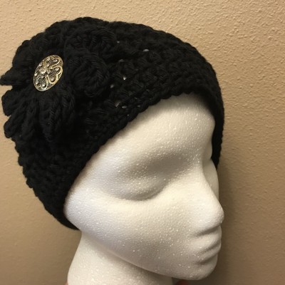 ’s Crocheted Chemo Cap Hat Beanie Black  eb-46921228